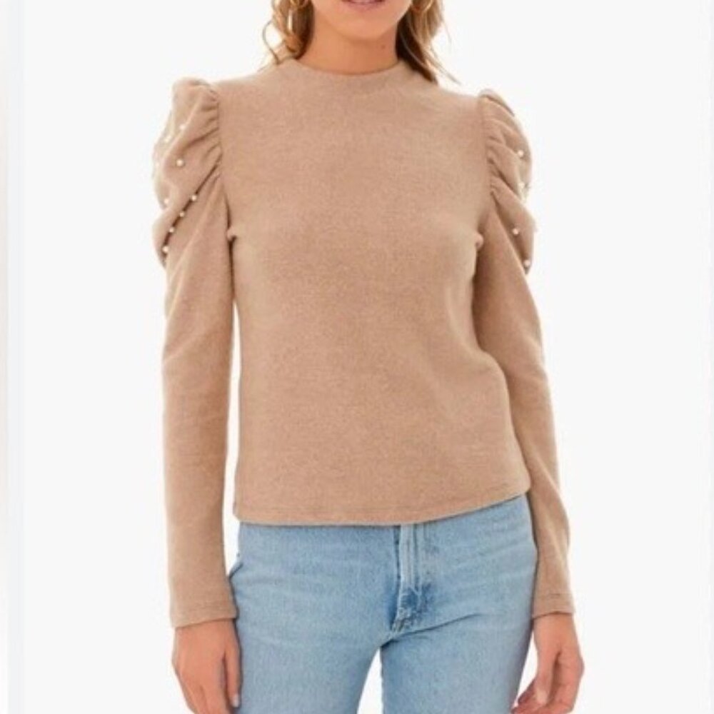 Pomander Place Tuckernuck Puff Pearl Sleeve Sweater Size Large